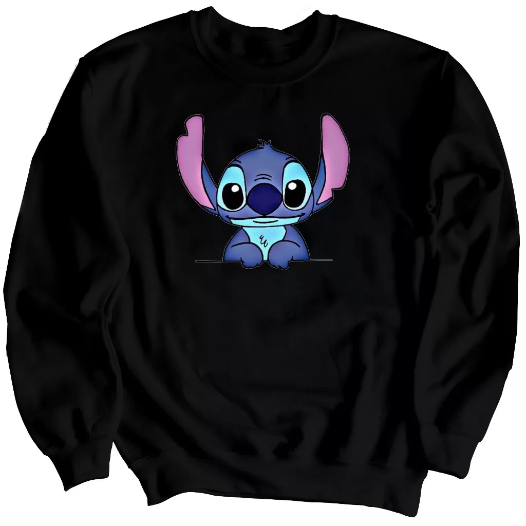 Moletom Careca Blusa De Frio Algodão Sem Capuz Flanelado Com Estampa Stitch