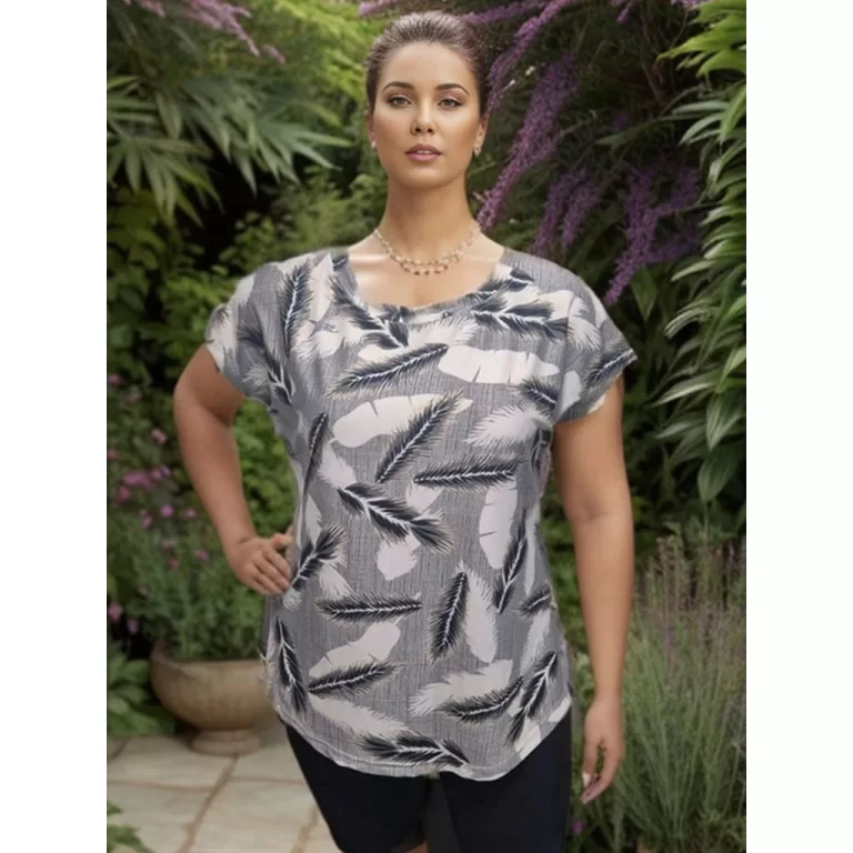 Blusa Feminina manga curta estampada plus size 