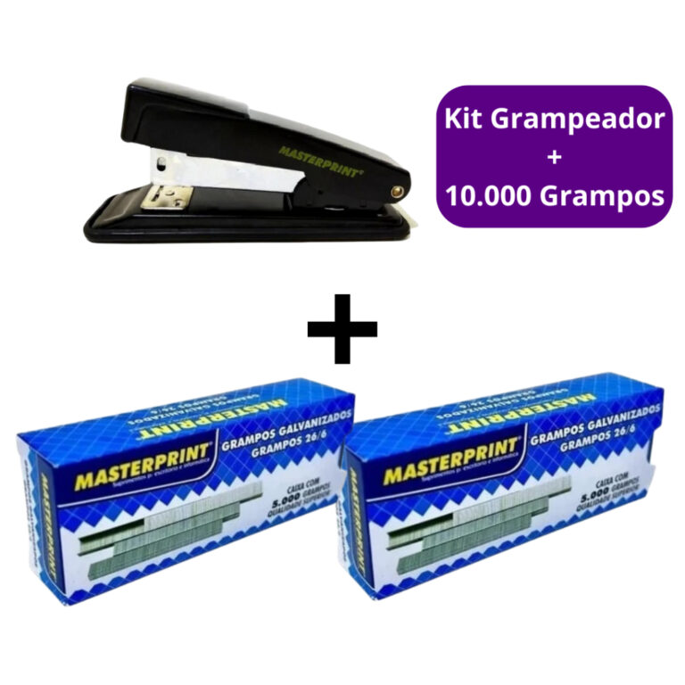 Kit Grampeador de Metal mp300 + 10.000 Grampos 26/
