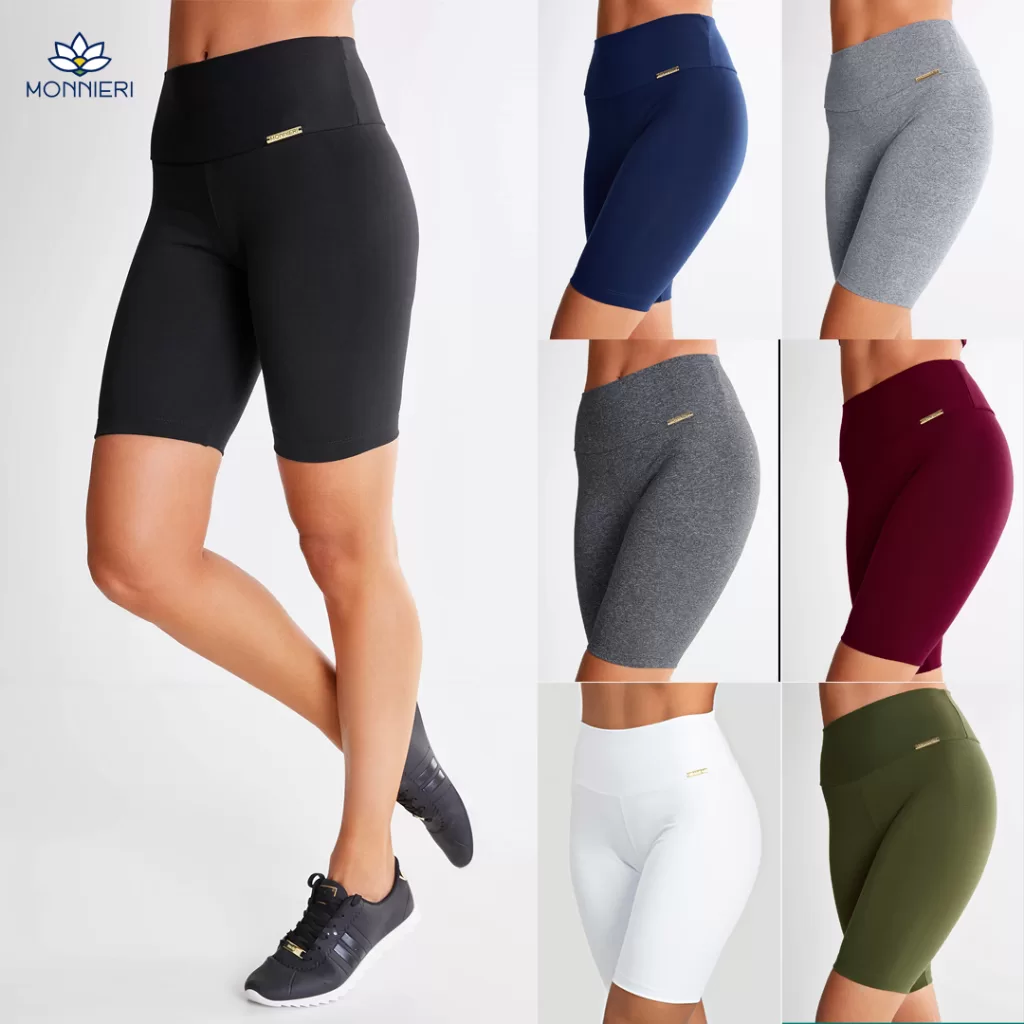 Bermuda Feminina Lisa Suplex Moda Fitness Ciclista Não Transparente Cintura Alta Plus Size Academia