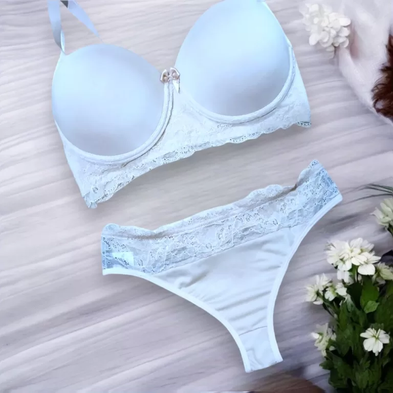 Kit 2/1 Conjunto Plus Size Rendado Sutiã Com Bojo