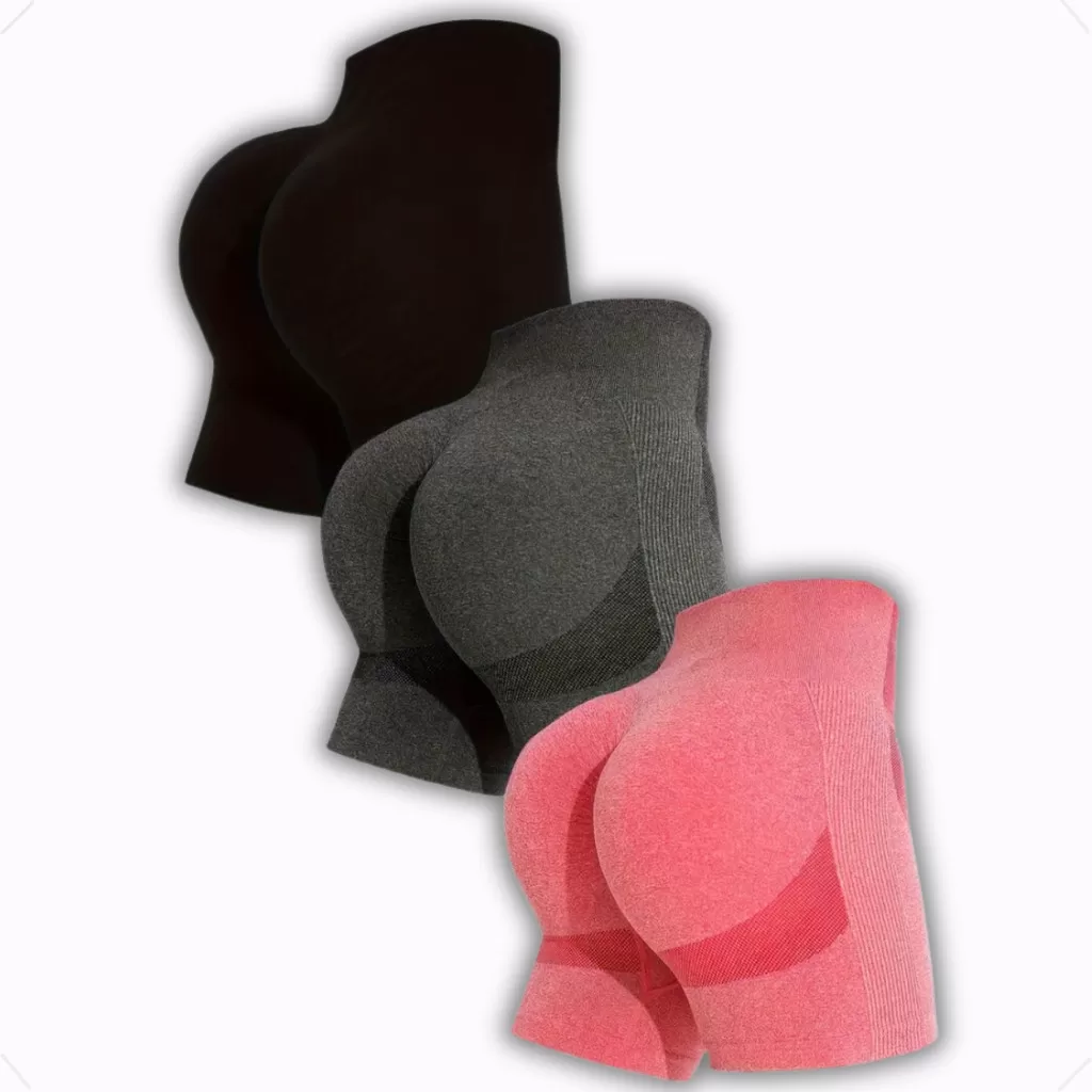 Kit Com 3 Short Levanta Bumbum Feminino Academia Yoga Fitness