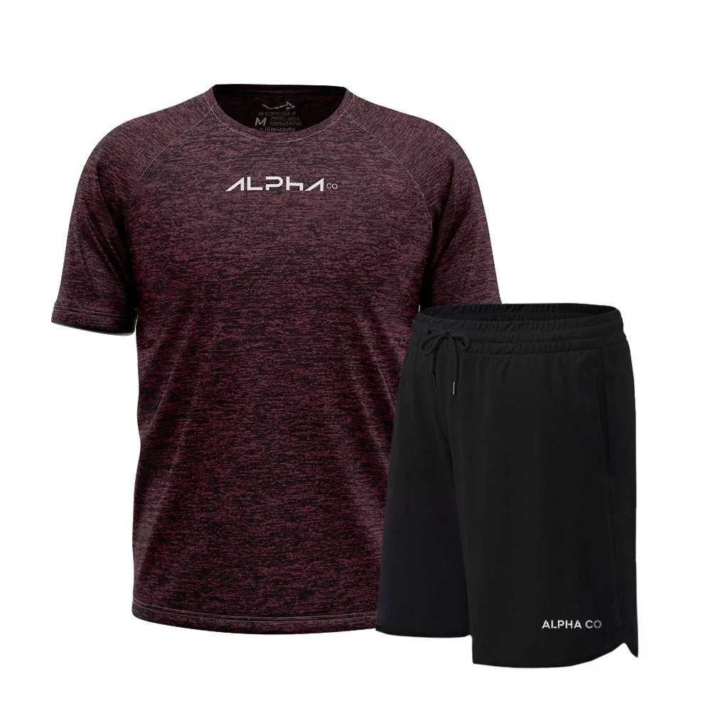 Kit Bermuda Lobo+Camiseta New Fluid Dry Fitness Alpha