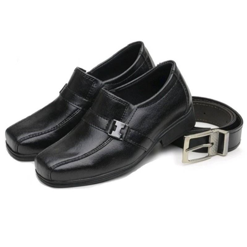 Kit 1 Par De Sapato Social Infantil Masculino + Cinto Infantil