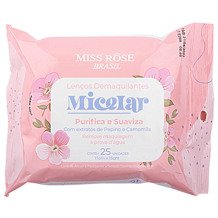 Miss Rôse Lenço Demaquilante Micelar Pacote 25 F