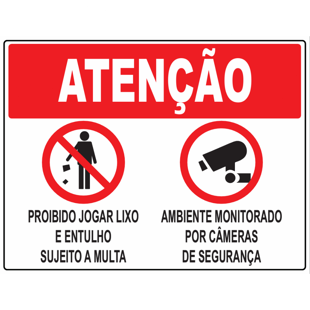 Placa Proibido Jogar Lixo E Entulho Monitor Câmera