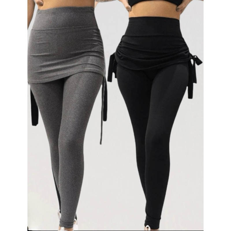 kit 2 Calça legging academia suplex saia tapa bumbum