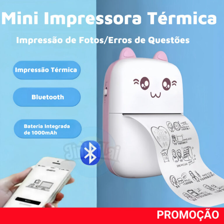 Mini Impressora Térmica Portátil De Bolso Sem Fi