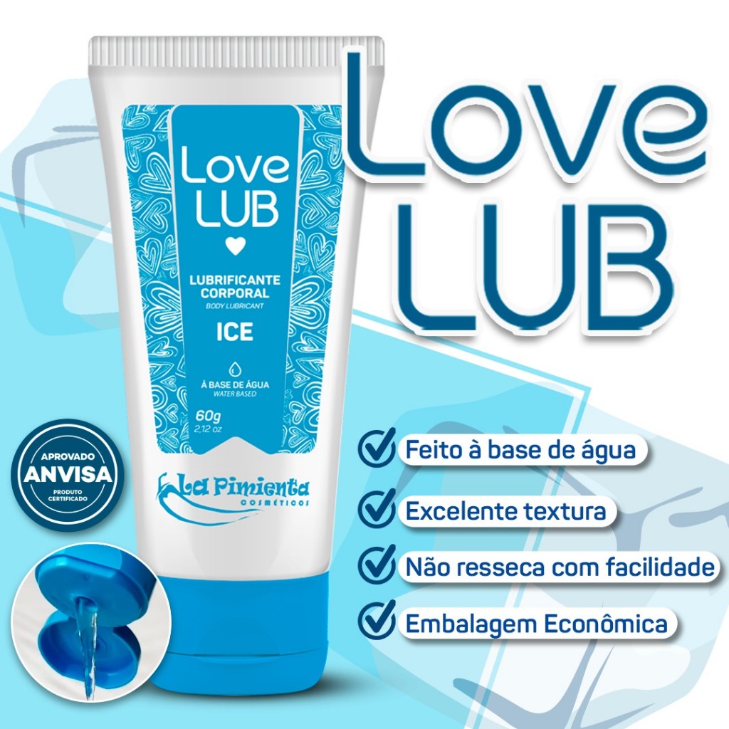 LUBRIFICANTE ÍNTIMO ULTRA DESLIZANTE LINHA LOVE LUB PARA DESLIZAR NO PRAZER