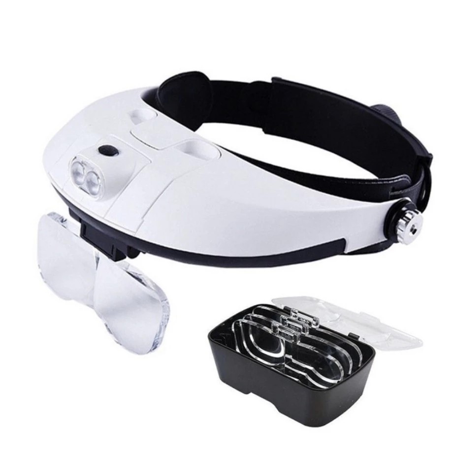 Super Lupa de Cabeça com Led Profissional 2 Leds +5 Lentes Aro Ajustável – OFERTA