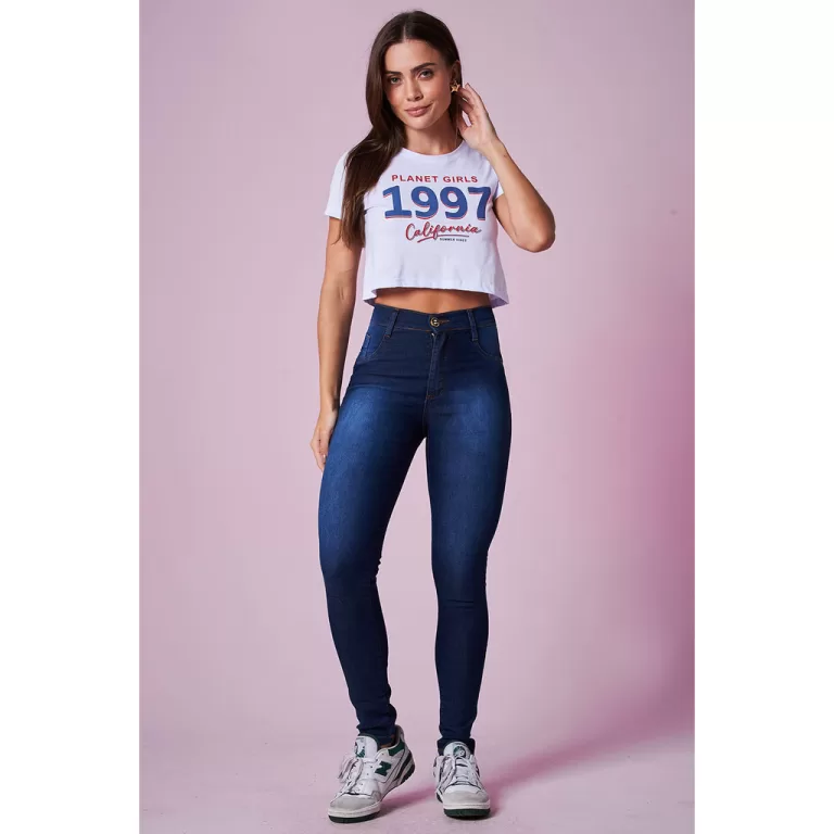 Calça Jeans Feminina Skinny Básica Planet Girls 