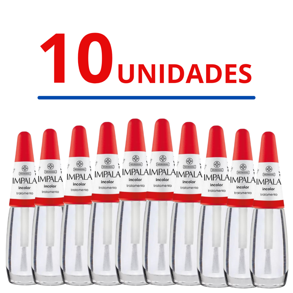 Kit Esmaltes Impala Base Incolor Extra Brilho Tratamento Longa Duração Manicure Pedicure