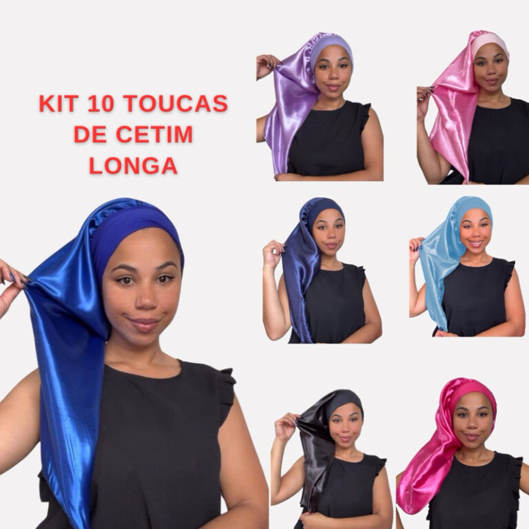kit 10 unidades Touca de Cetim Longa Toca de Cetim