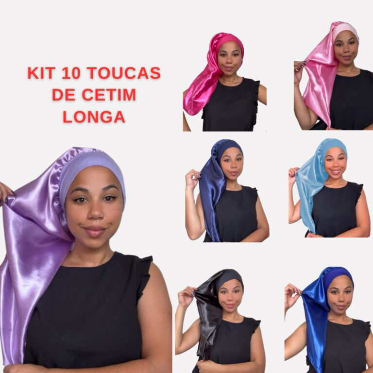 kit 10 unidades Touca de Cetim Longa Toca de Cetim