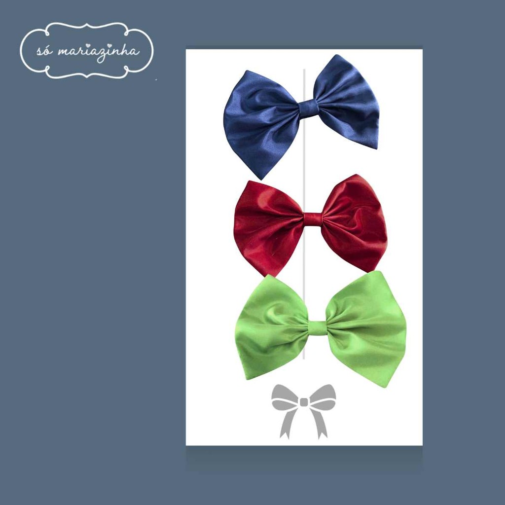 Laço Decorativo de Cabelo Com 3 unidades: Azul Marinho, Vermelho, Verde Cha REF4201