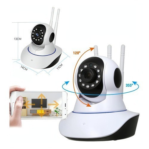 câmera iP robô 3 antenas wifi visão noturna ful