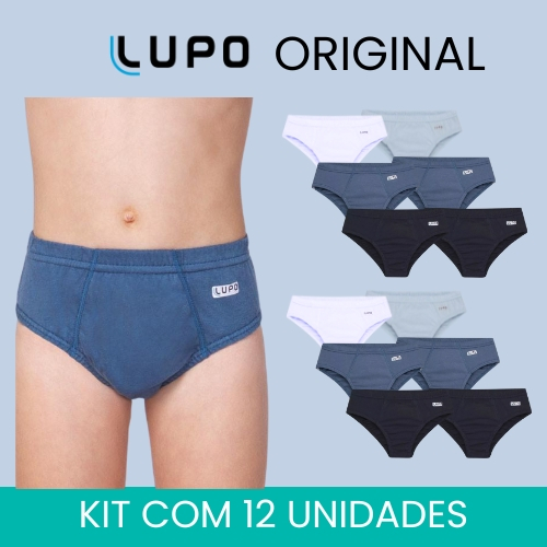 Kit 12 Cuecas Infantil Slip Algodão Lupo Original