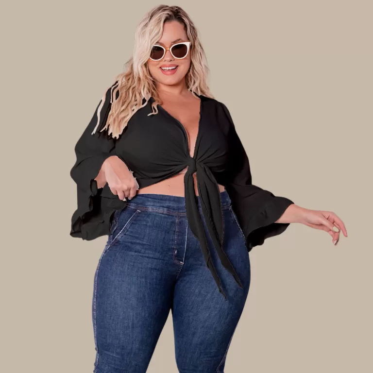 Blusa Cropped Plus Size De Amarrar Multiformas Top