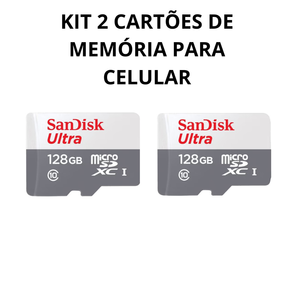 Kit 2 cartões de memória 128gb ultra muito mais memória smartphone