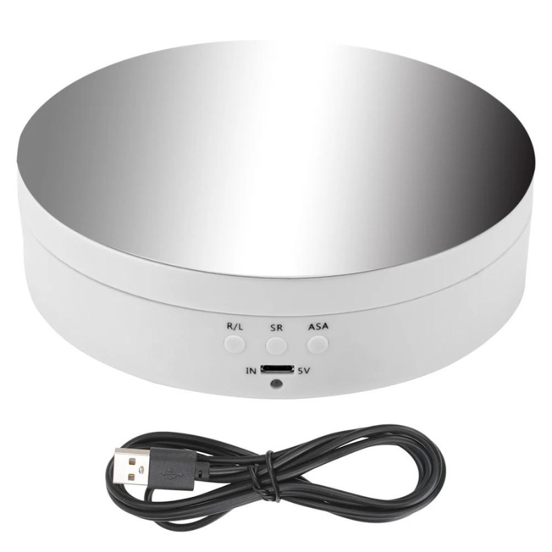 Suporte Expositor Giratorio Eletrico Para Vitrine E Foto Assessórios Espelhado 13,8cm até 1,4kg