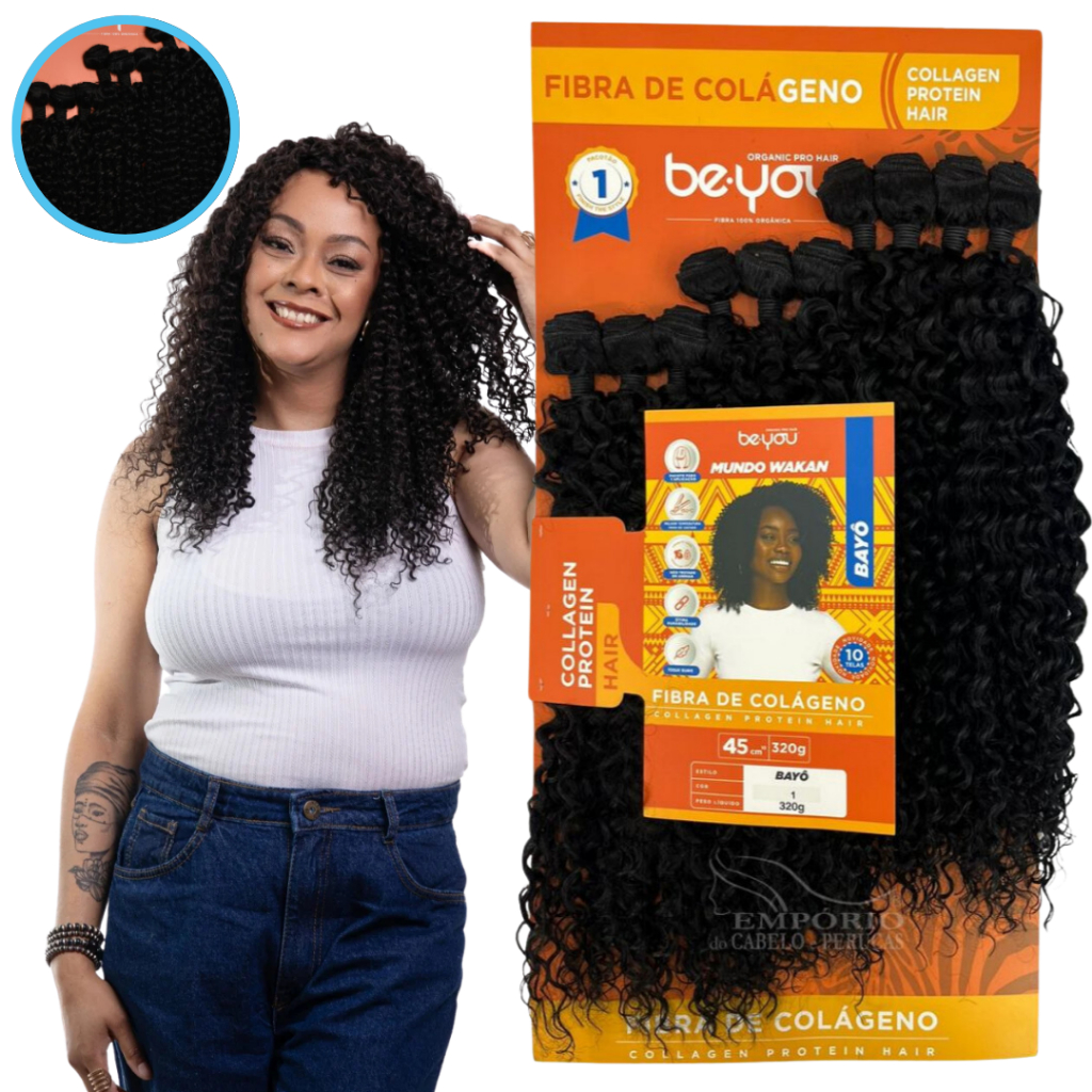 Cabelo Cacheado Bayô Fibra De Colágeno Be You 45cm Idêntico Ao Humano