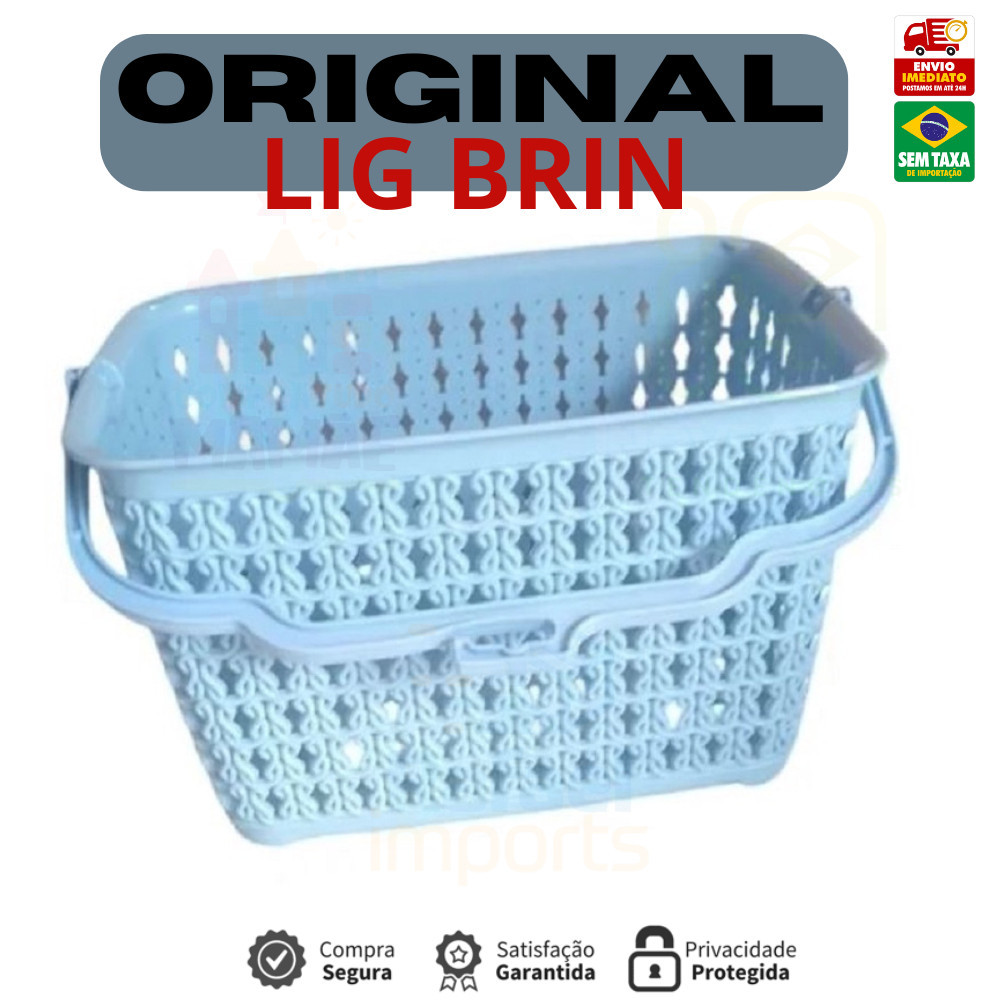 Cesto Multiuso com Alça para Prendedores de Roupas Plástico Reforçado