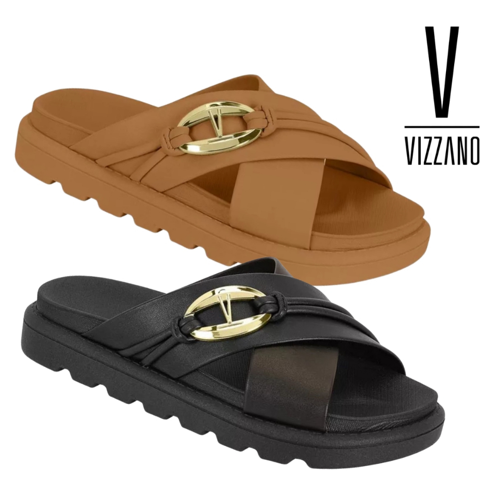 Sandalia Papete Vizzano Confortavel Tratorada Calce Facil Estilosa