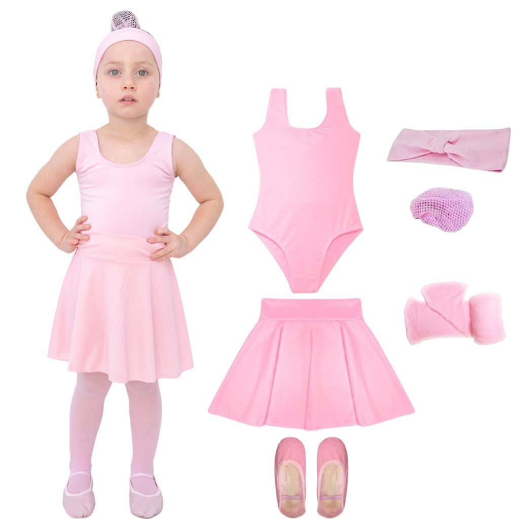 Kit Infantil 6 Itens Rosa Collant Regata Suplex *LEIA A DESCRIÇÃO*