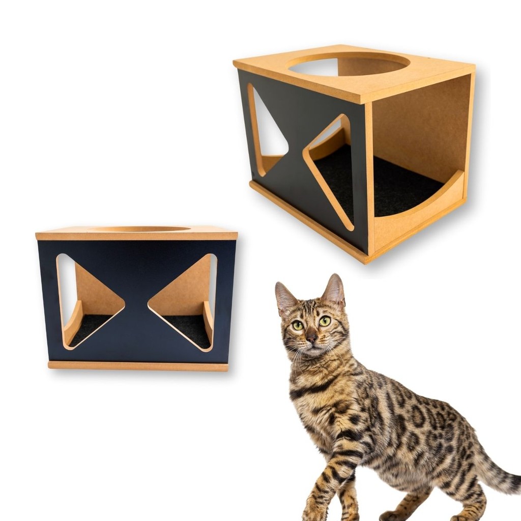 Casinha de Gato REFORÇADO MDF15MM Tri Duplo Nicho Para Gato Montado Caminha de Gato Toca