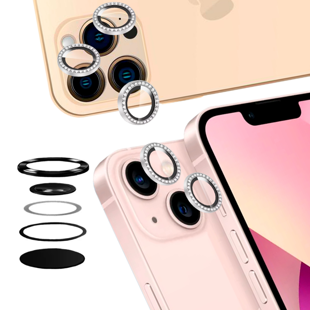 Kit Películas Lente Câmera Brilho brilhante Para iPhone Strass XR/11/12/13/14/15/15 PRO MAX/16/16PRO