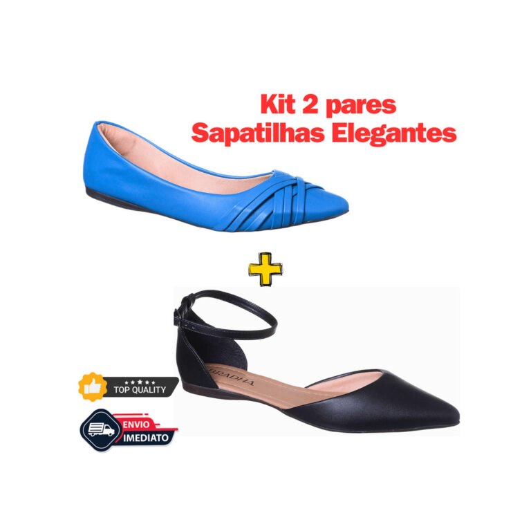 Kit 2 Pares Sapatilha E salomé Bico Fíno Moda Pr