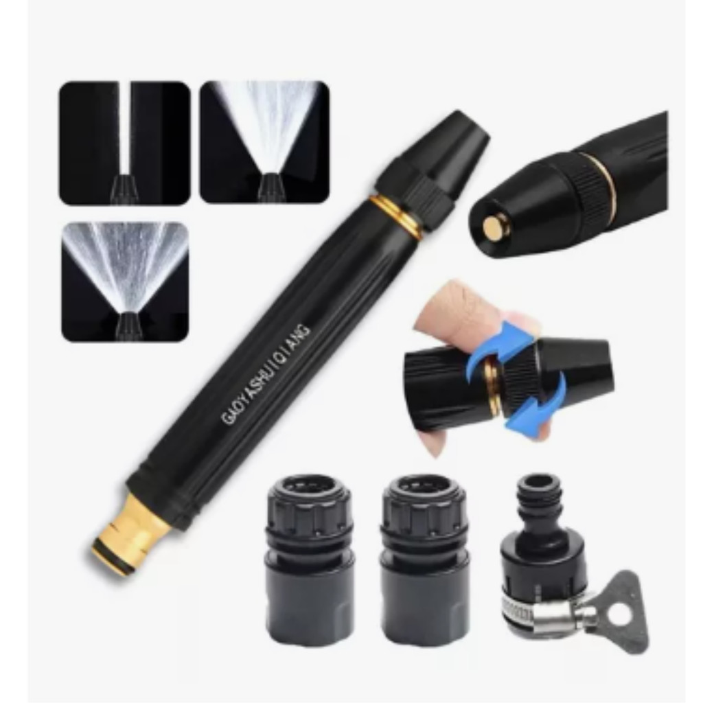 Kit 3 Em 1 Bico Alta Pressão Para Mangueira + Conector Top