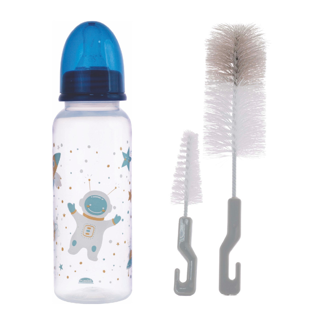 Kit Mamadeira 250ml E Escova De Limpeza Higienização Plasútil