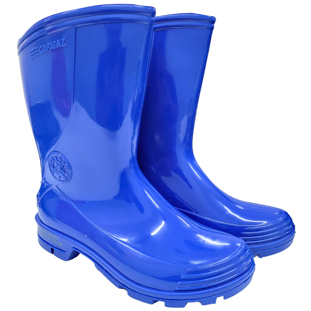 Bota de Borracha Galocha Capataz Cano Medio Azul Sete Leguas Impermeavel Confortavel Leve Controle d