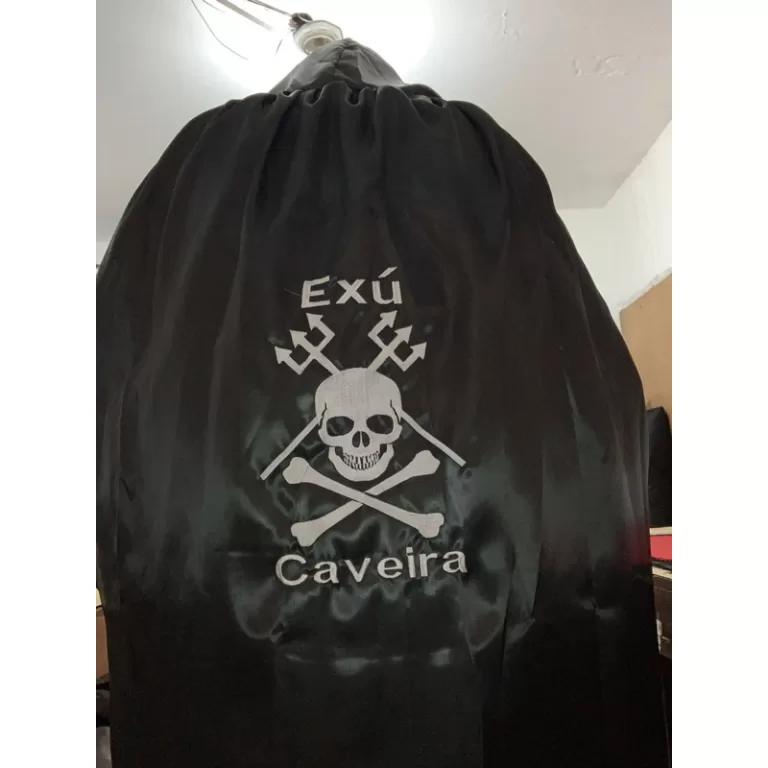 capa de exú Caveira ponto bordado dupla face umba