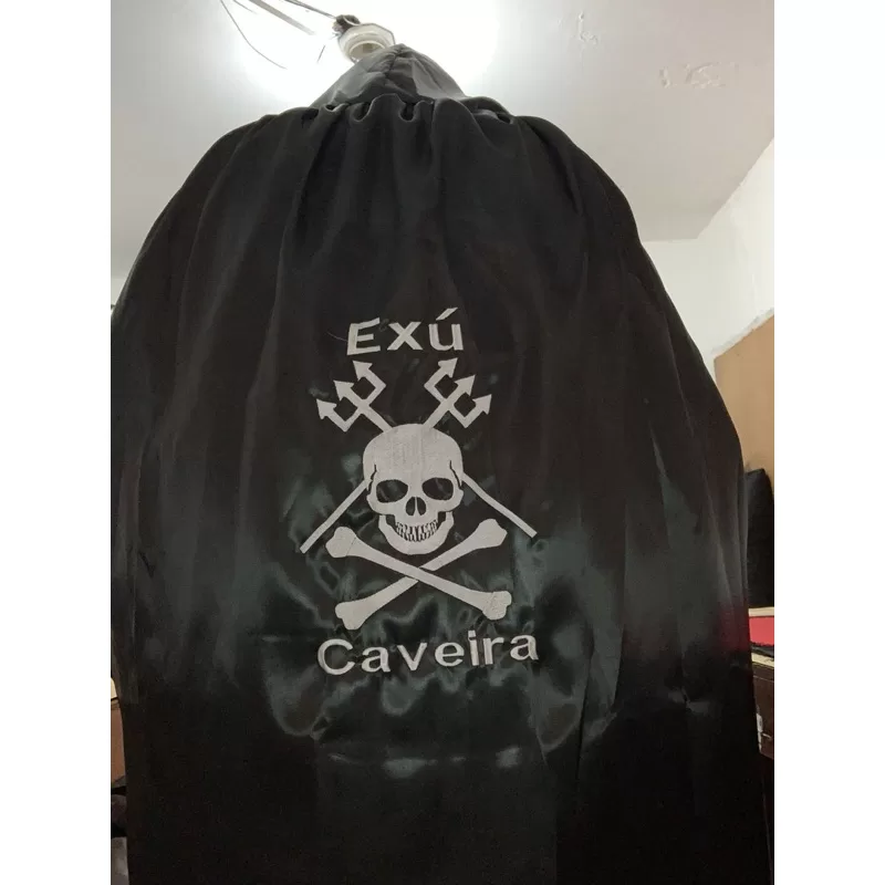 capa de exú Caveira ponto bordado dupla face umbanda candomble