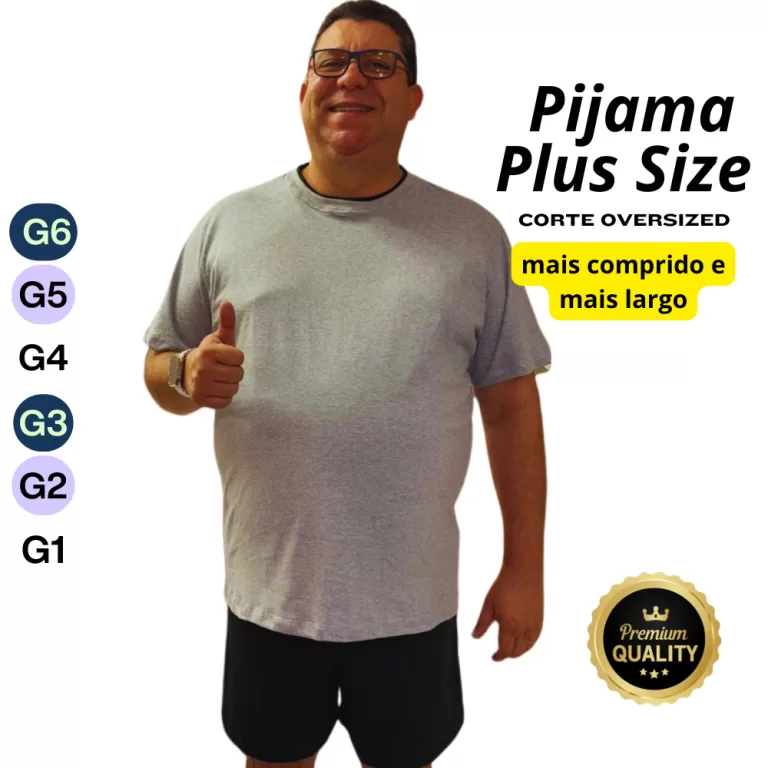 Pijama Plus Size Masculino Algodão G6 G5 G4 G3 G2