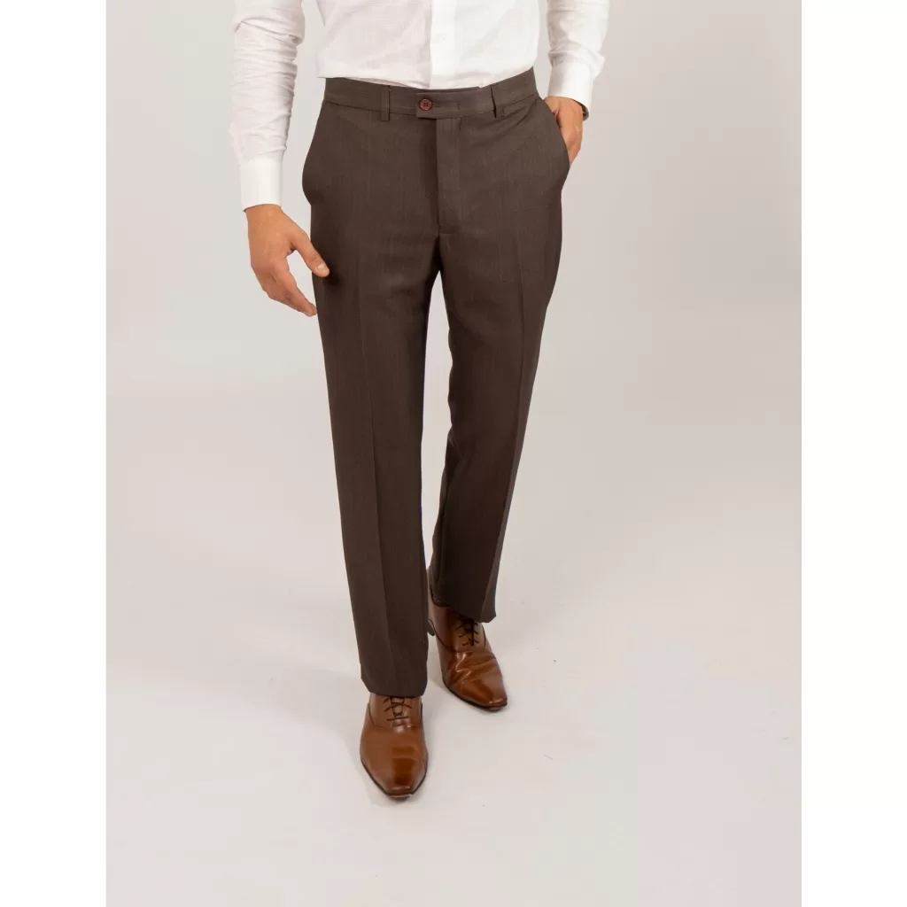 ÚLTIMAS UNIDADES Calça Social Slim Masculina em Microfibra Marrom TAM. 40 e 52