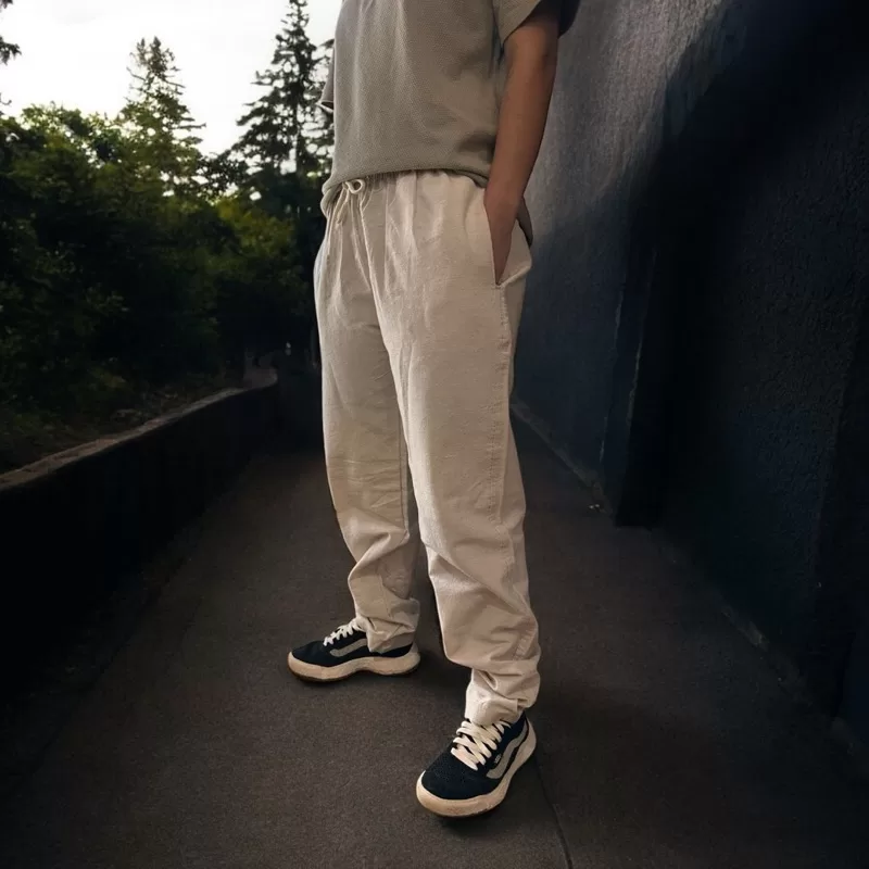 Calça Linho Casual Moda Férias Verão Despojado Unissex Europeu Masculino