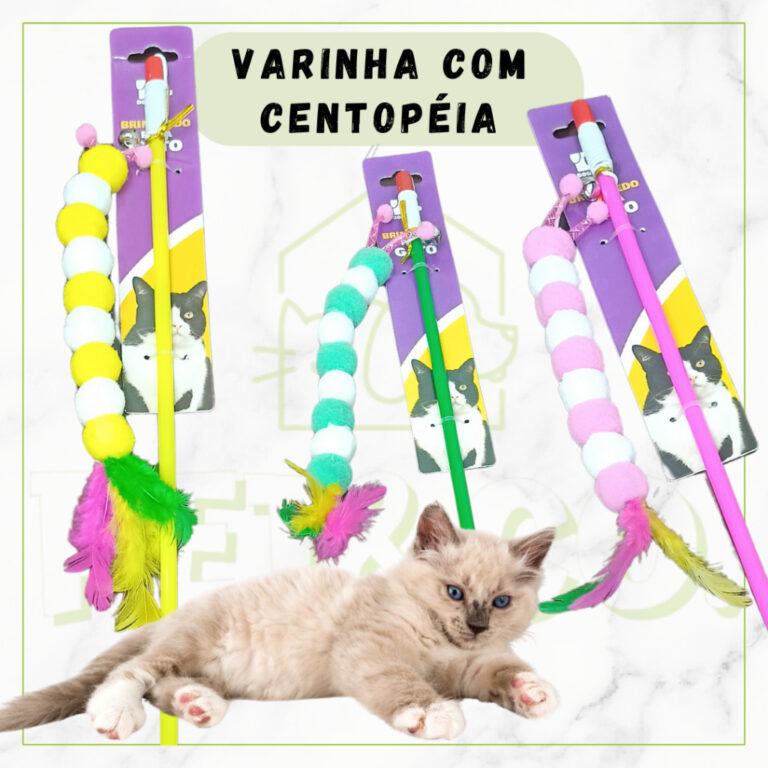 Brinquedo Interativo para Gato  Varinha com Penas 