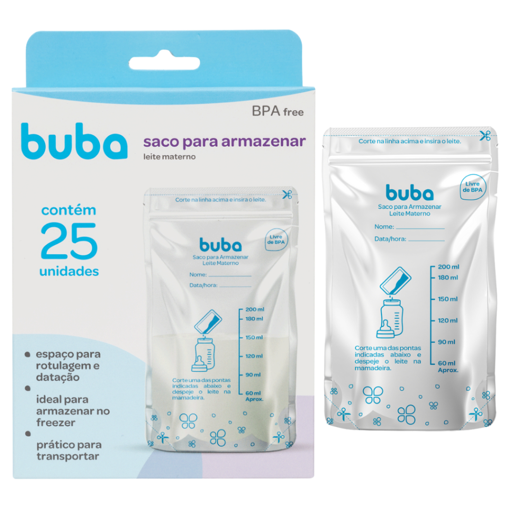 25 unidades Saco para Armazenar Leite Materno 200ml