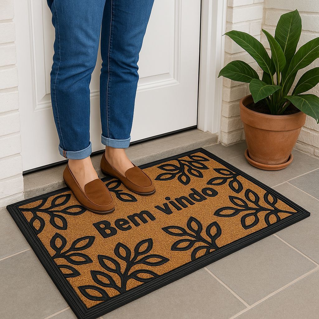 Tapete Capacho Porta Entrada Antiderrapante Casa Escritório 60x33cm Premium
