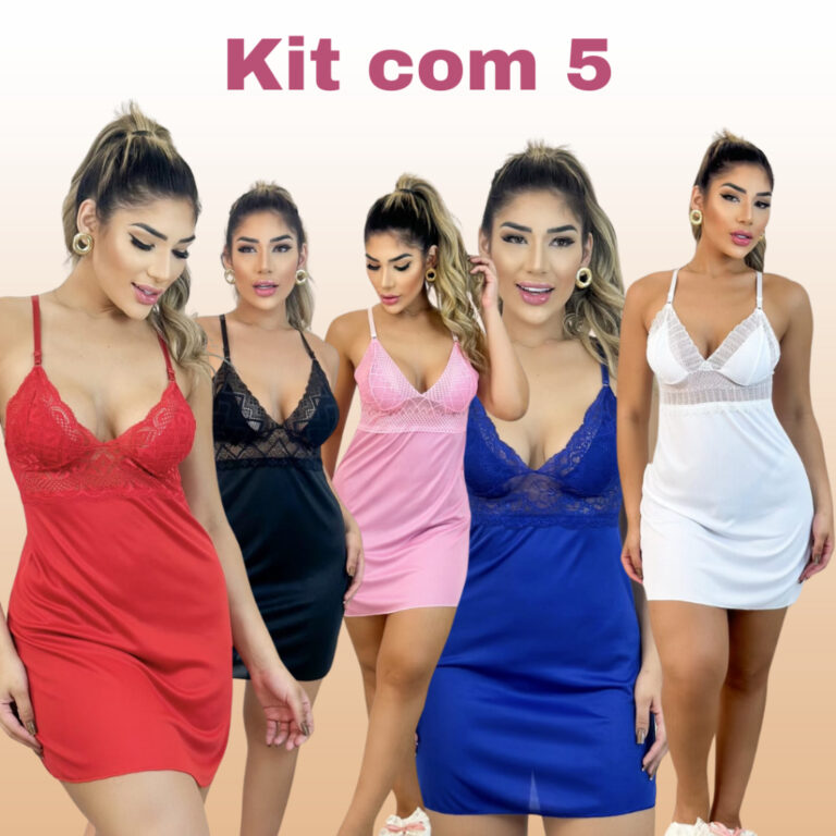 kit Com 5 Camisolas  Sensual  Roupas Femininas Tra