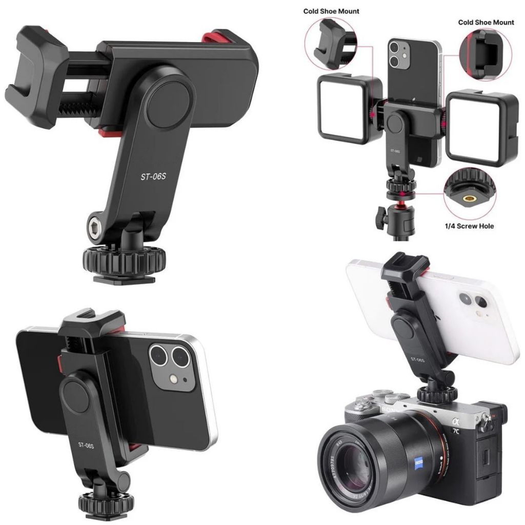 Adaptador Suporte Clip de Celular ST-06S Sapata Rotativo 360. Para Tripé Etc