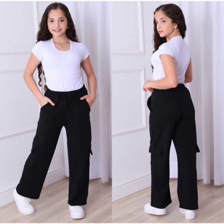 calça cargo  juvenil  tecido  malha crepe  calça