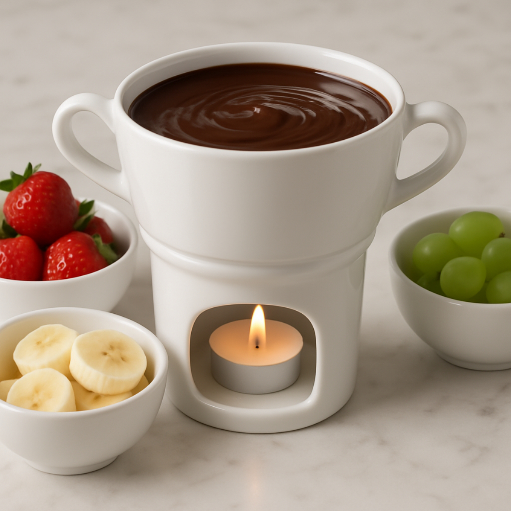 Fondue Chocolate Individual ou Casal Porcelana Branca 250ml Formato Caneca