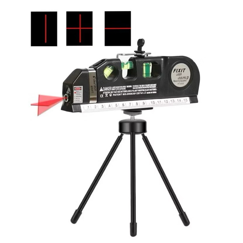 Nível a Laser 3 em 1 com Trena 2,5m, Tripé e Régua  Level Pro 03 Alinhador Horizontal e Vertical