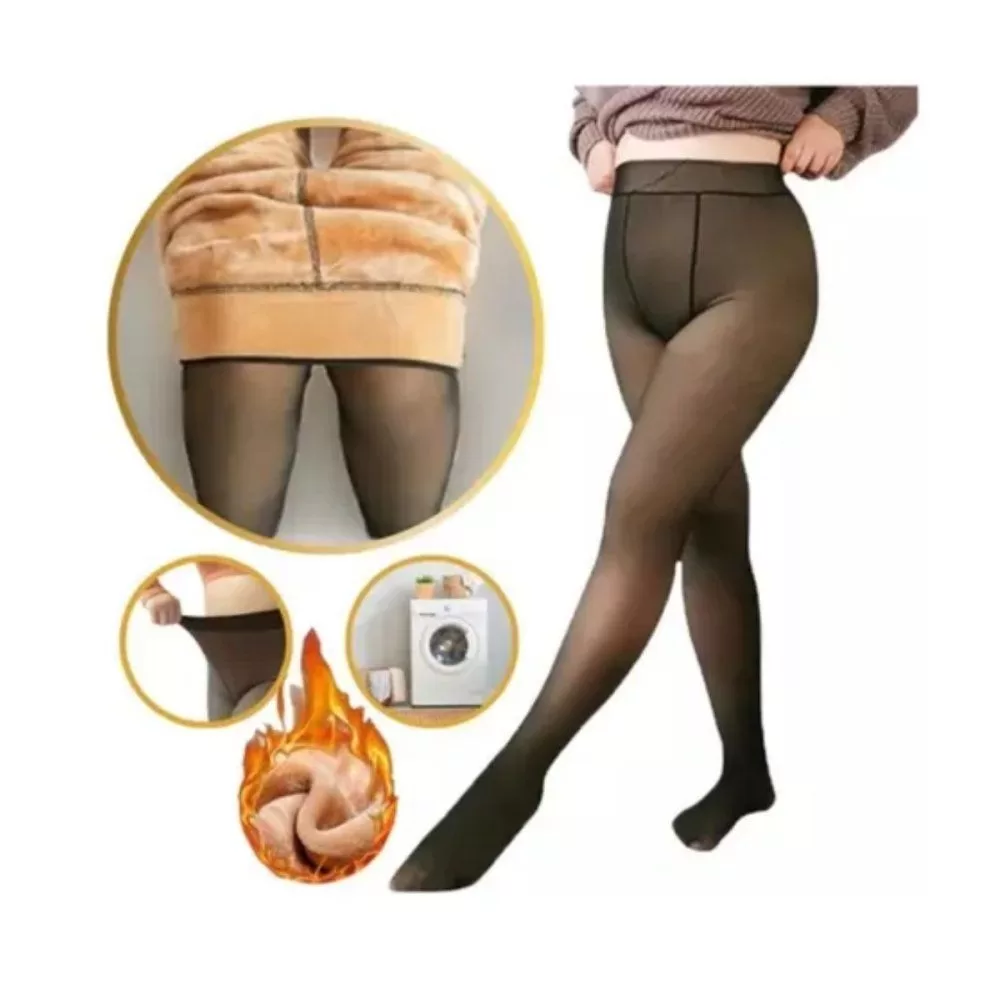 Calça Térmica Translúcida Aveludada Inverno Proteção Forro Peluciado Feminina Marrom Roupa Tamanho Ú