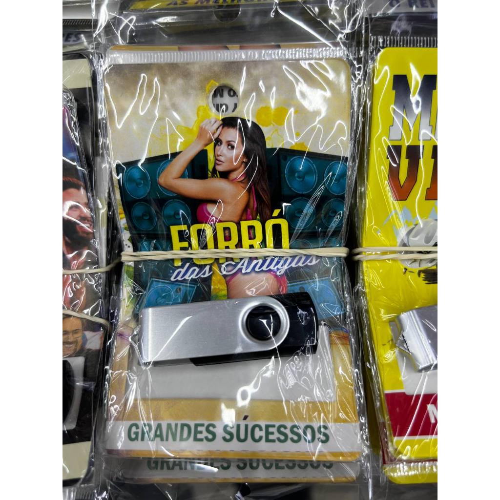 Pendrive Sertanejo com os maiores sucessos do Brasil Pen Drive Metálico com Chaveiro Resistente à Ág