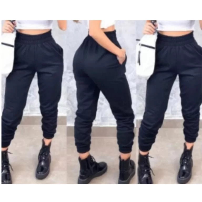 CALÇA Feminina MOLETOM Jogger cós alto flanelada
